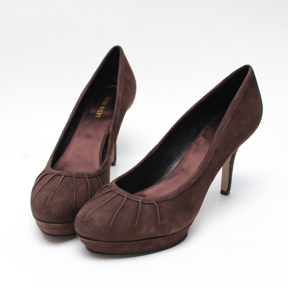 Nine West Brown Suede Platform Pumps Heels